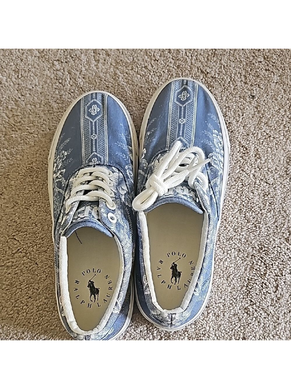 Ralph Lauren Blue Patterned Sneakers Size 9